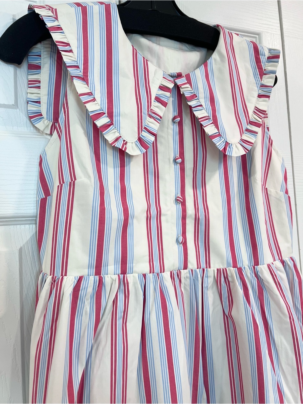 Weekend Sale!! Caroline Constas ๐ค Ruffle Collar Striped Cotton Dress - Picture 4 of 7